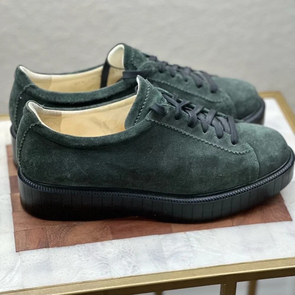 Robert Clergerie sz 41.5 suede leather green platform shoes‎ Paris France NWOT